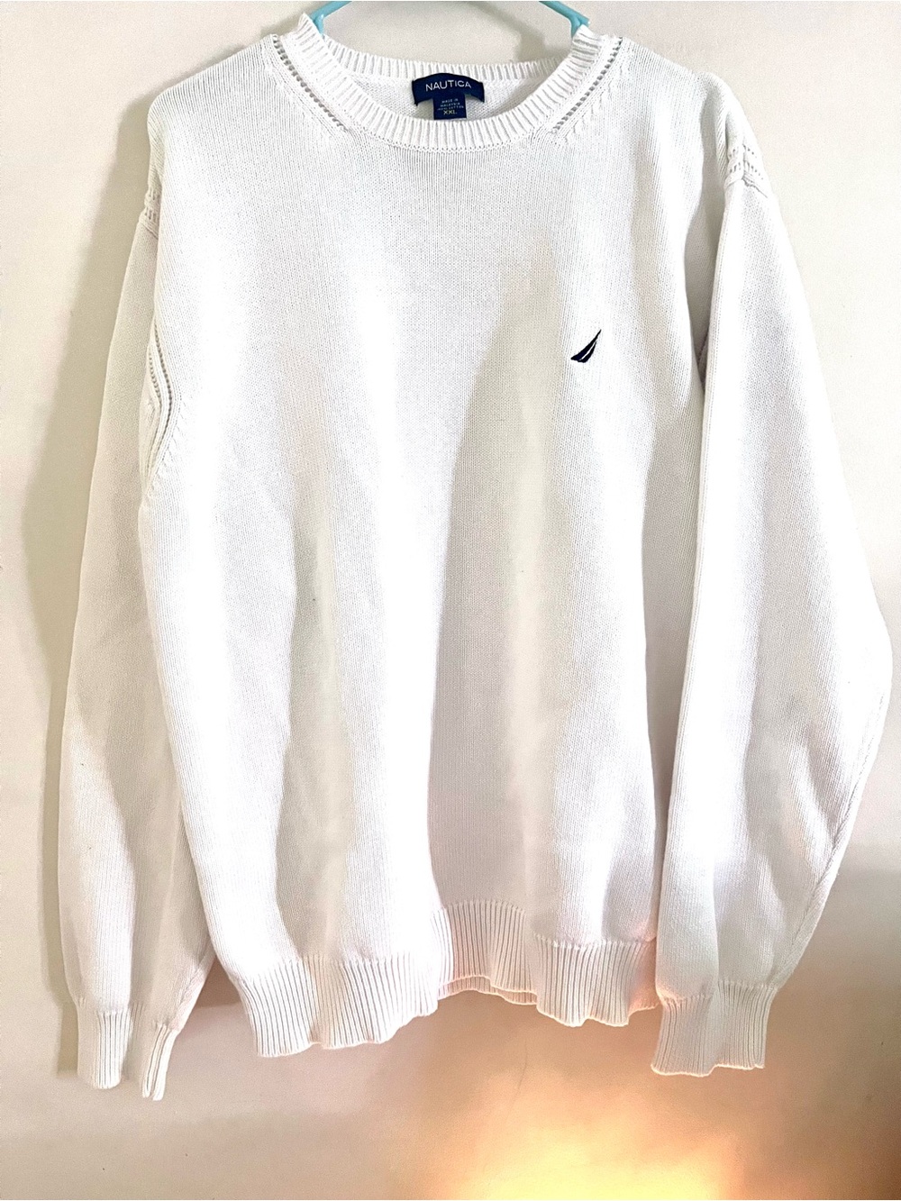 Vintage 2004 Nautica White Crewneck Sweater XXL Y2K Preppy 100% Cotton